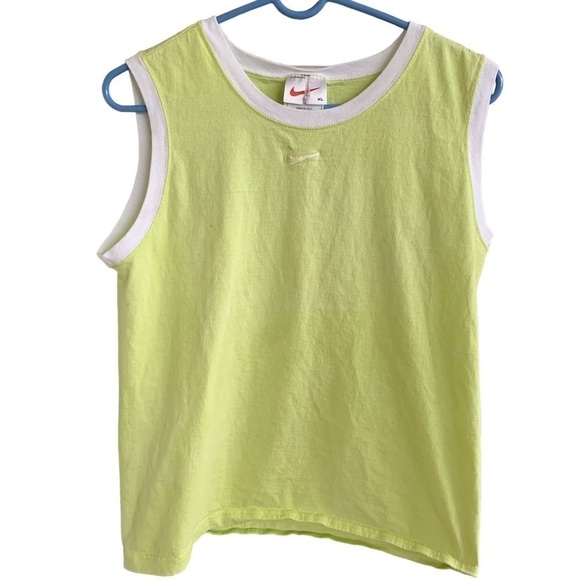 Vintage Nike Tank Top Yellow Swoosh Logo Embroidered Size XL Youth Women’s Small - Picture 1 of 5